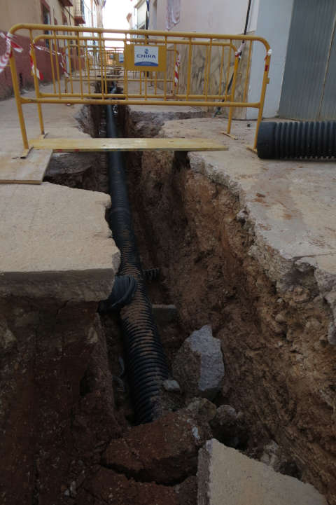 Obras saneamiento en Blesa, marzo 2023