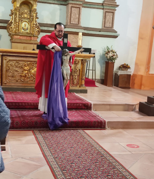 Semana Santa, Blesa 2024. Celebrado en el interior de la iglesia.