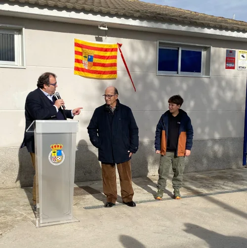 28 de noviembre de 2025, Zaragoza, homenaje a Pedro Galve en los campos de la Federación de Fútbol.