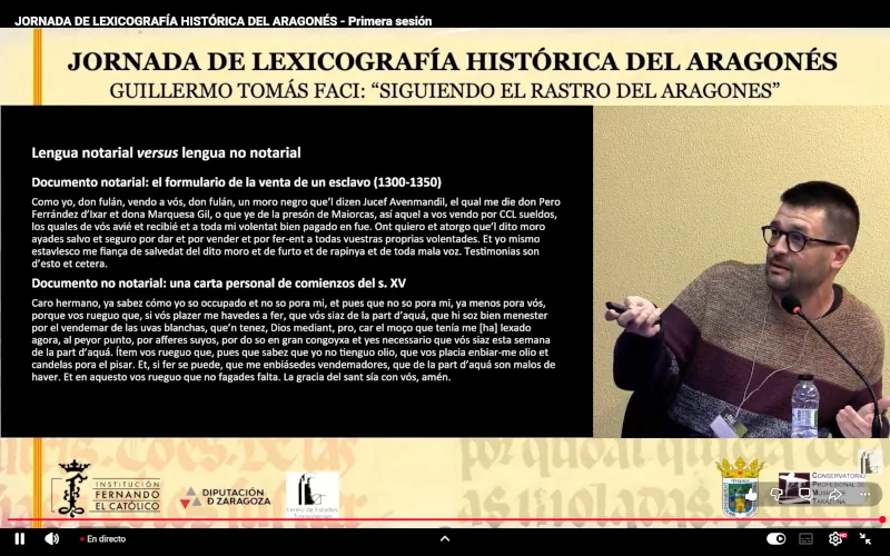 9 de mayo de 2026. Jornada de LEXICOGRAFIA HISTÓRICA DEL ARAGONÉS. Intervención de Tomás Faci