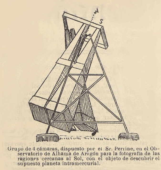 Grupo de 4 cámaras, dispuesto por el Sr. Penine, en el observatorio de Alhama de Aragón en 1905.