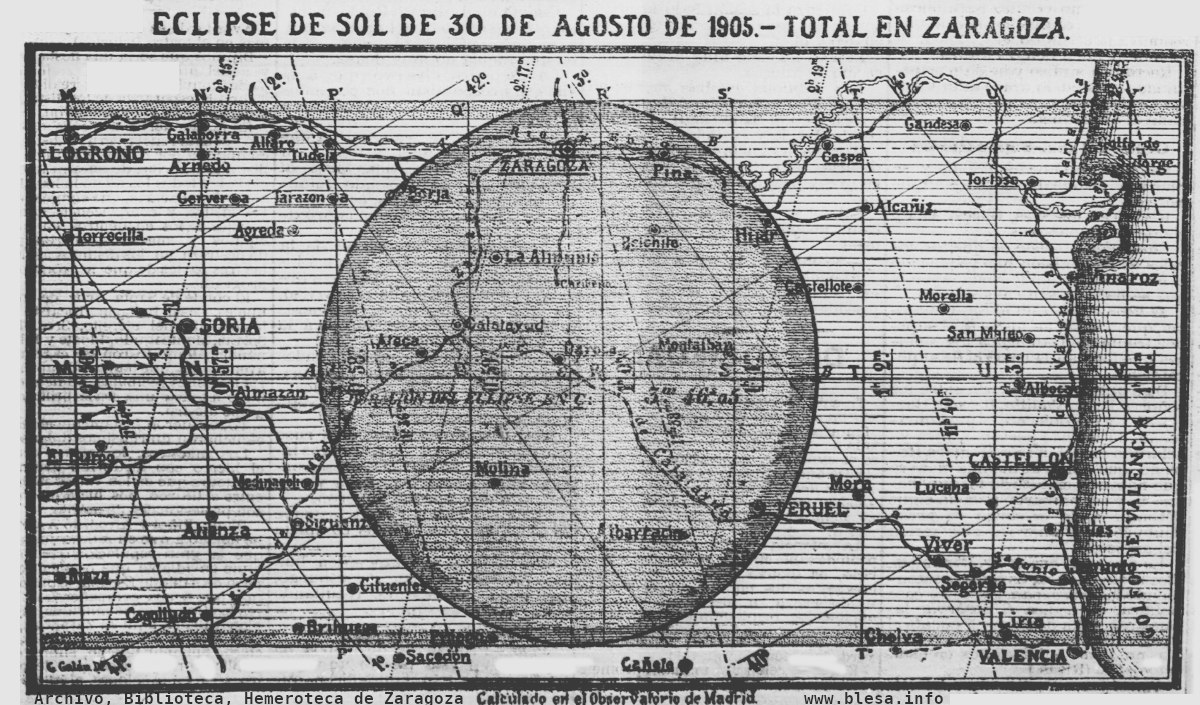 Eclipse total de sol en Aragón, en España, del 30 de agosto de 1905