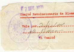 Vale por 3 kilos de pan. El comité revolucionario de Blesa. septiembre 1936