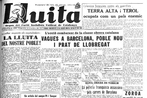 Titulares comunistas en el exilio francés del 22 de octubre de 1947. Hemeroteca digital Ministerio de Cultura