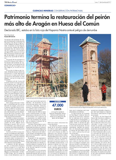 El peirón de San Miguel de Huesa con su nuevo y bonito tejadillo
