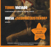 Cartel de la conferencia y debate Teruel Vaciado y Huesa ¿Seguirá existiendo?