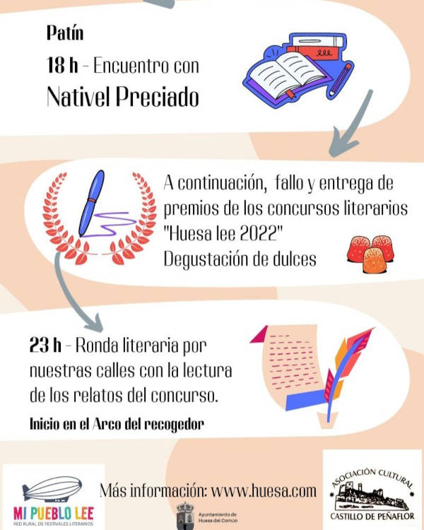 Actividades culturales Huesa del Común. Septiembre 2022. Mi pueblo lee.