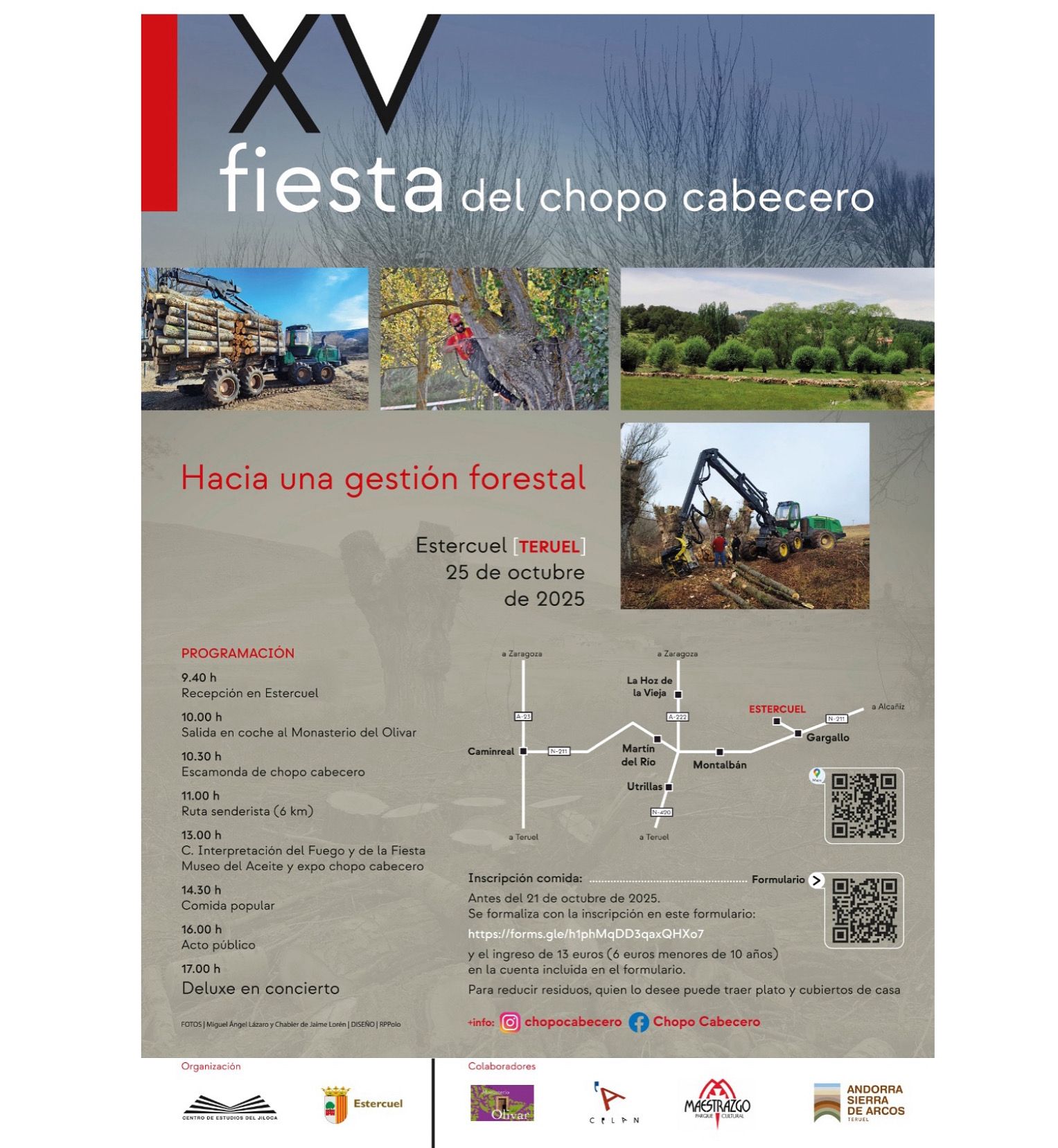 Cartel del la XV fiesta del chopo cabecero en Estercuel (25 de octubre de 2025)