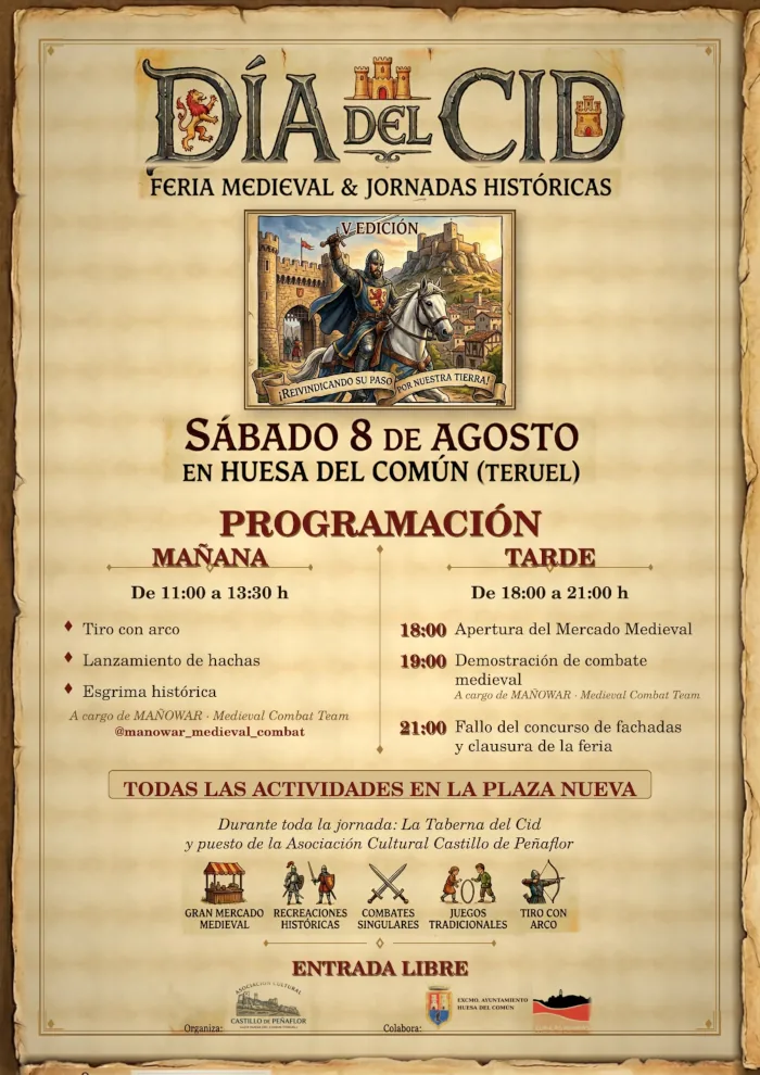 V Día del Cid - Huesa del Común vuelve el sábado 8 de agosto