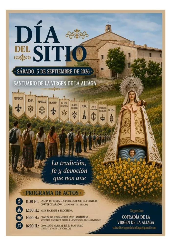 5 de septiembre 2026 santuario de la Virgen de la Aliga en Cortes de Aragón (Aragón)