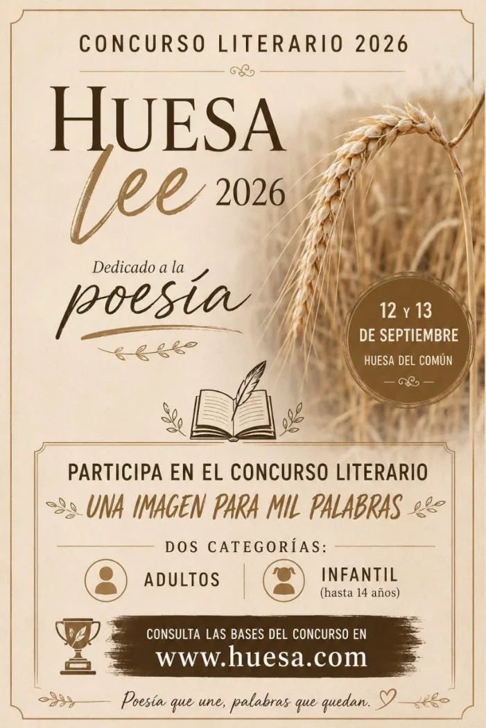 12 y 13 de septiembre 2026 en Huesa del Común (Aragón). Huesa lee dedicado a la poesía.
