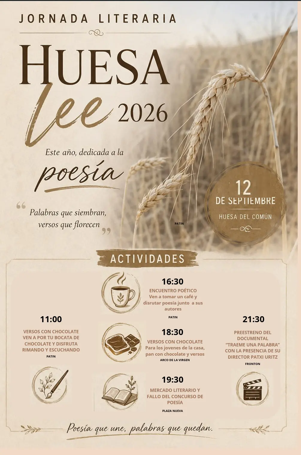El "Huesa lee" de 2026 en Huesa dedicado a la poesía. Programa concreto.