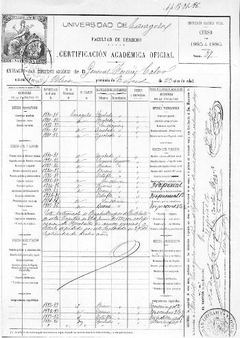 Certificado de estudios de Derecho 