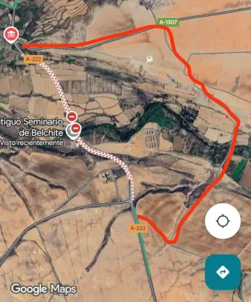 Belchite (Zaragoza). Desvíos no señalizados para vadear el Aguasvivas