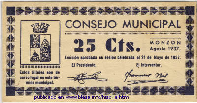 Monzón, billete