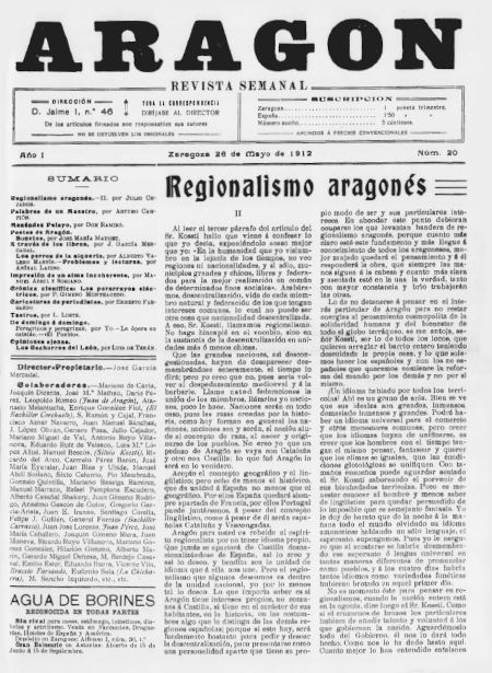 Cabecera de la revista Aragón