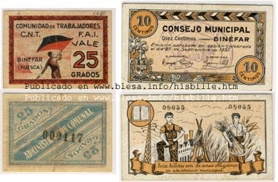 Binéfar (Huesca) Moneda divisionaria durante la guerra civil de 1936