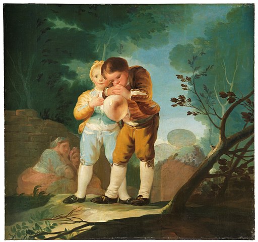 Museo del Prado Niños inflando una vejiga. Cartón para tapices, de Francisco de Goya (1778)