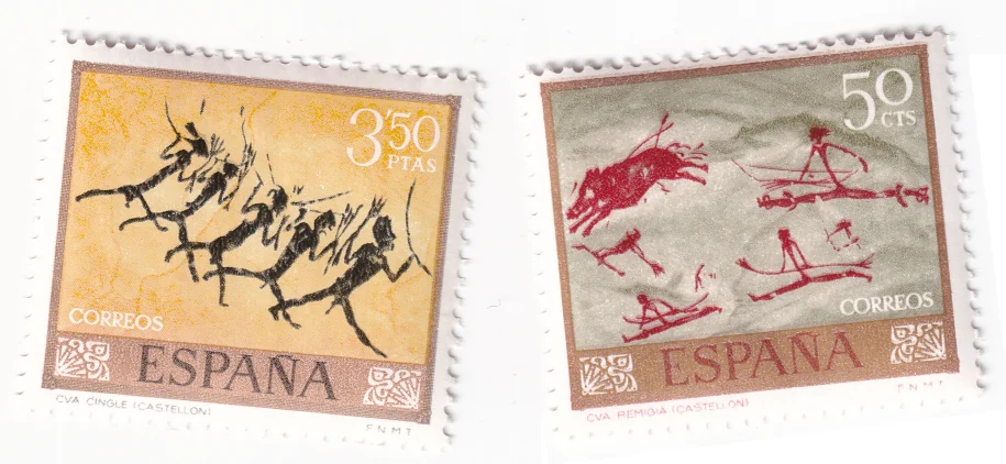 Sellos de Correos dedicados al arte rupestre levantino (1967)