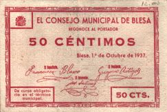 Anverso del billete de 50 céntimos