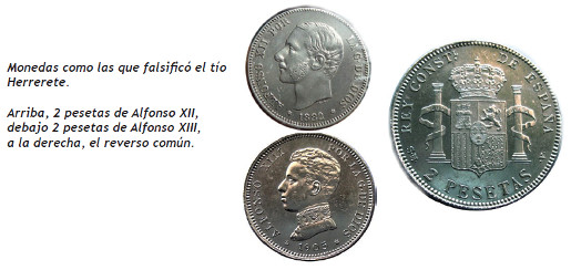 Dos pesetas con el cuño de Alfonso XII 1882 y Alfonso XIII 1905