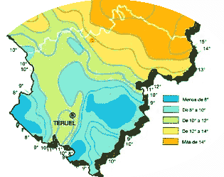 Zonas con temperaturas medias similares
