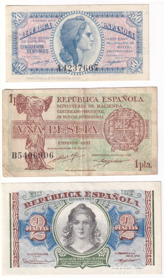 Monedas de papel (sustitutivos de monedas de metal) emitidos durante la 2ª República Española