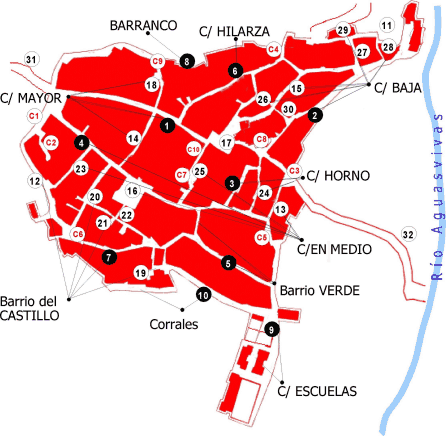 Plano de Blesa y sus calles