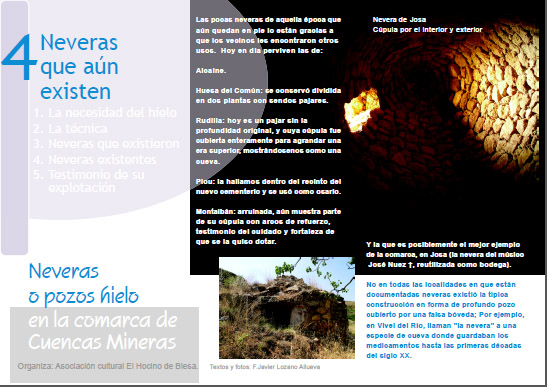 Uno de los carteles de los paneles de la exposición sobre las Neveras de la comaraca de Cuencas Mineras
