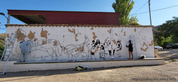 Pintura mural de Angel Tomás y Fátima Tomás, en Blesa (Teruel)