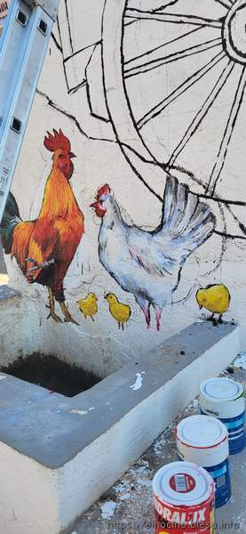 Pintura mural de Angel Tomás y Fátima Tomás, en Blesa (Teruel)