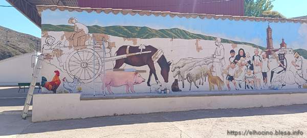 Pintura mural de Angel Tomás y Fátima Tomás, en Blesa (Teruel)