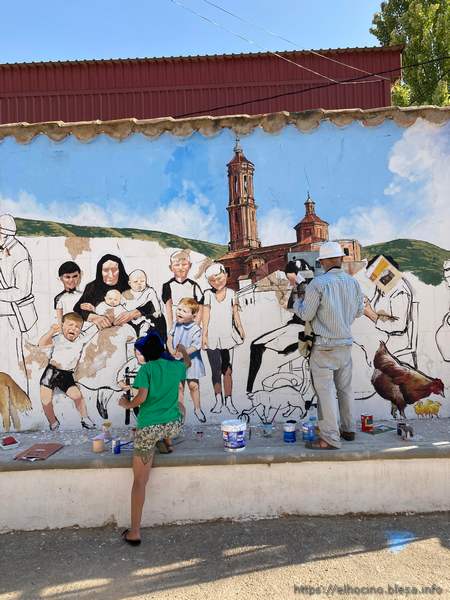 Pintura mural de Angel Tomás y Fátima Tomás, en Blesa (Teruel)