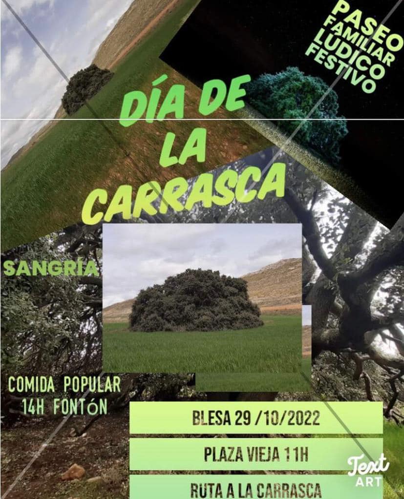 Cartel de la fiesta del día de carrasca de Blesa 29/10/2022