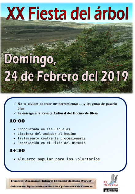 Cartel XX día del árbol, Blesa Teruel 24/2/2019