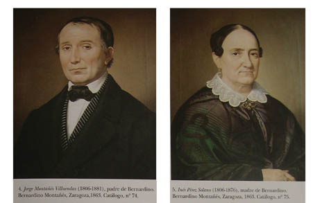 Jorge Montañés y su esposa Inés Pérez.  Retratos de Bernadirno Montañés.