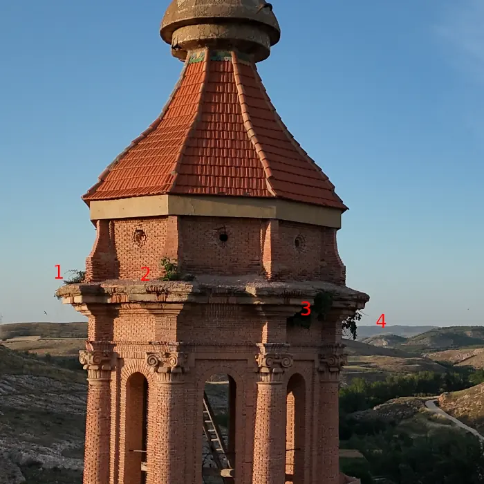 Higueras creciendo en la torre de la iglesia parroquial de Blesa.