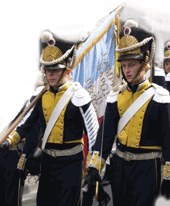 Soldados napoleónicos, durante una recreación en Zaragoza. foto FJLA