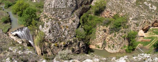 Fotomontaje del sistema hidráulico del Hocino y el molino de la Cueva.  Foto F.Javier Lozano