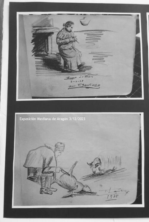 Dibujos del frente de Aragón realizados durante en la guerra civil por Tomás Santiago