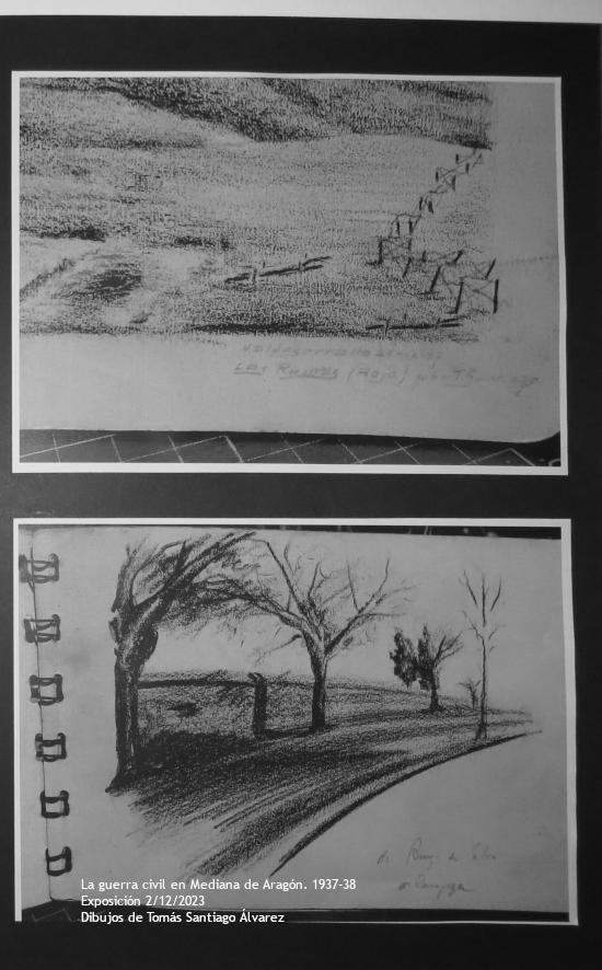Dibujos del frente de Aragón realizados durante en la guerra civil por Tomás Santiago