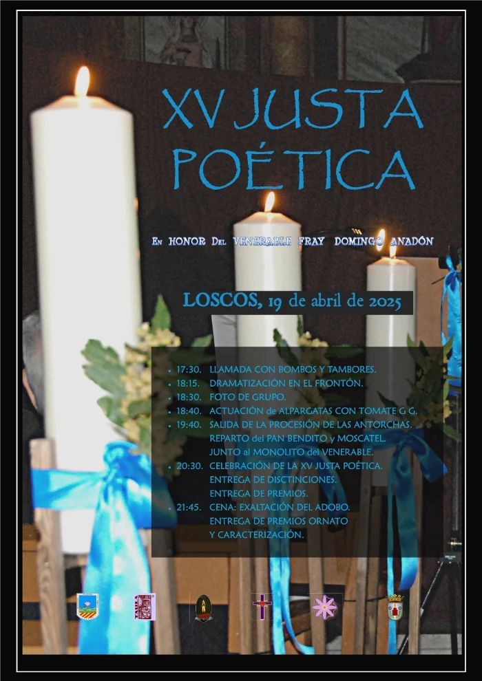 Horarios celebración XV Justa poética en Loscos (Teruel) en honor al Venerable Anadón.